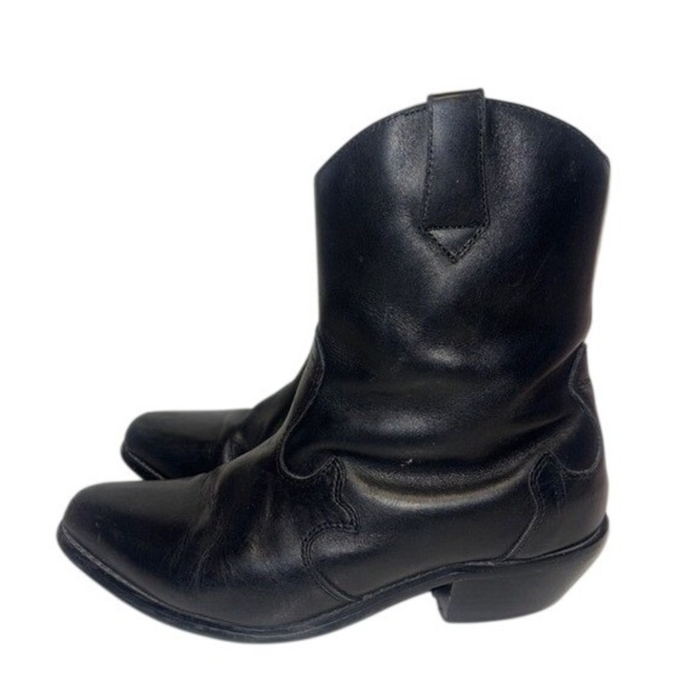 Dingo Black Leather Western Ankle Boots Side Zip Pointed Toe 8.5M DI 560 country
